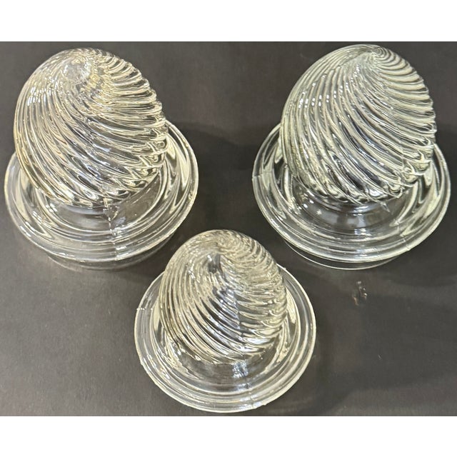 19th Century Molded Glass Apothecary Jars, Set of Three, Barley Twist Lids For Sale - Image 10 of 11