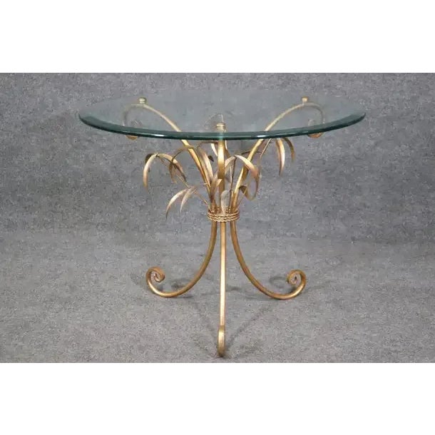 1980s Gold Gilded Glass Top Tree Form Faux Bois Center End Table For Sale - Image 5 of 11