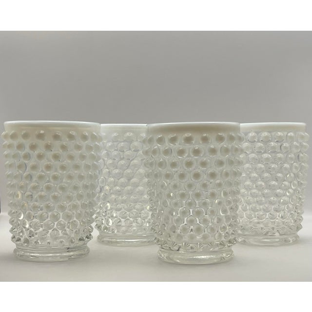 1950s Moonstone Hobnail Low Tumblers- Set of 4 For Sale - Image 9 of 9