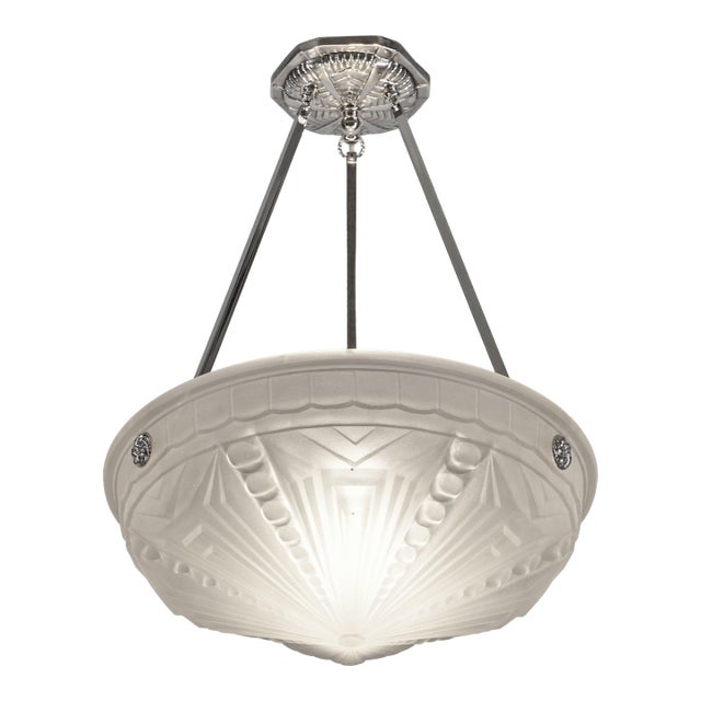 French Art Deco Pendant Light by Muller Freres 1920s France For Sale