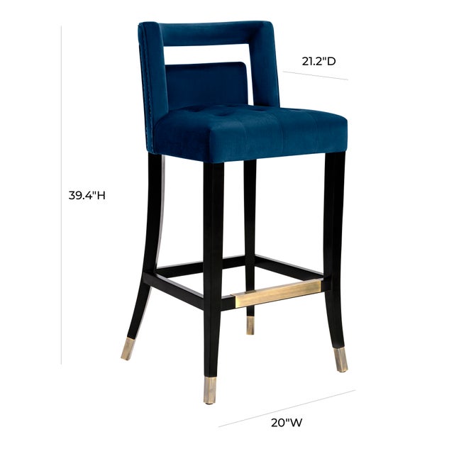 2020s Hart Navy Velvet Bar Stool For Sale - Image 5 of 7