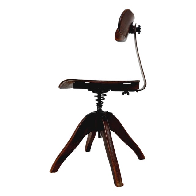 Bauhaus Swivel Office Chair in Wood from Puffdreh Kontorchair, 1930s For Sale