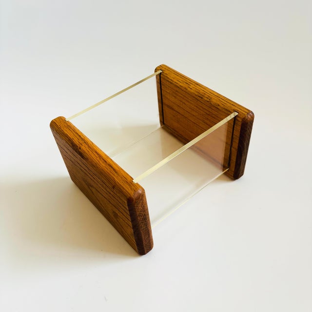A vintage wood and acrylic storage bin. Two sides are made of oak with the other sides and base made of acrylic. Perfect...