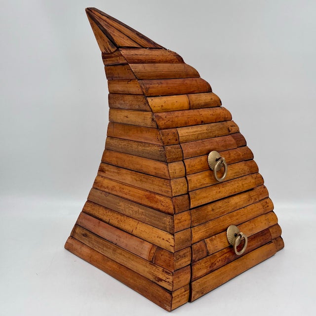 Abstract Vintage Abstract Bamboo Rustic Two Drawer Chest For Sale - Image 3 of 12