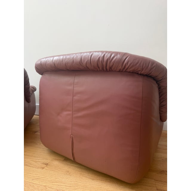 Animal Skin 1980s Burris Industries Postmodern Clam Shell Leather Lounge Chairs, Pair For Sale - Image 7 of 11