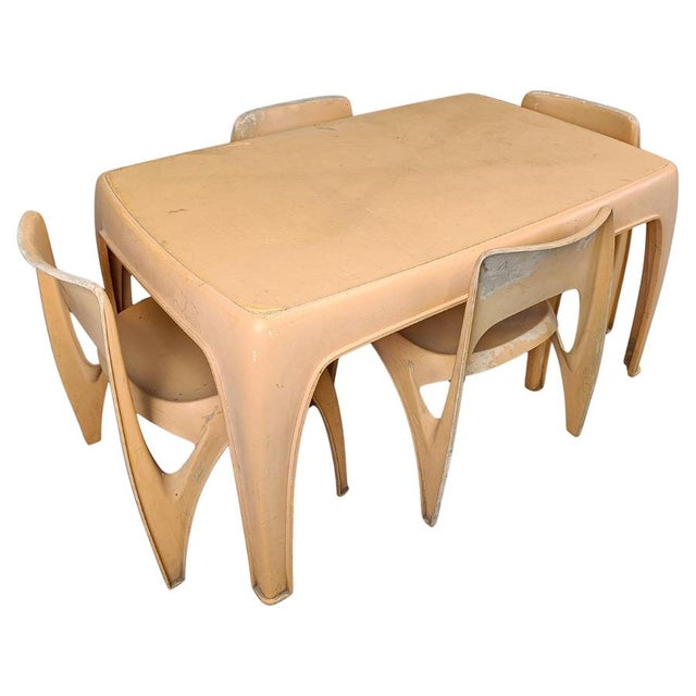 German Dining Set with Fiberglass by Preben Fabricius for Interplast, 1970s, Set of 5 For Sale - Image 14 of 14