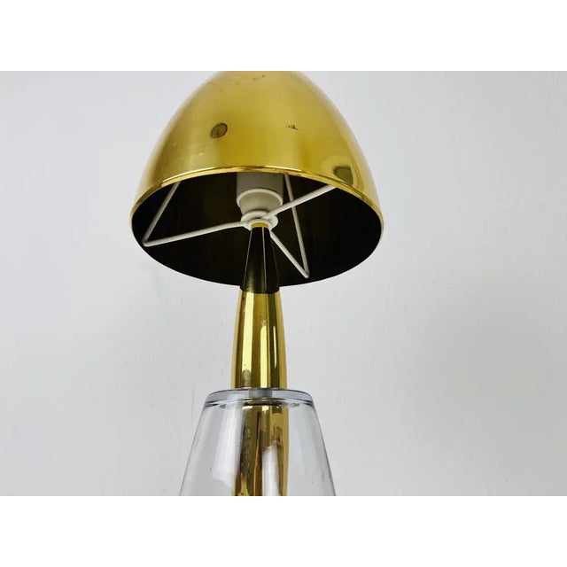 Glass Table Lamp with Brass Shade, 1960s For Sale - Image 4 of 12