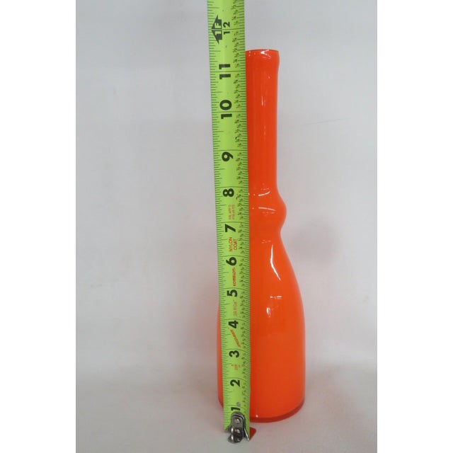 Orange Art Glass Vase Elongated Cylindrical Neck Mid Century Modern Style 4923b For Sale - Image 10 of 12