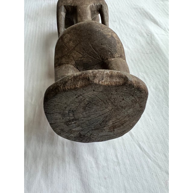 Brown Antique African Carved Wood Fertility Statue For Sale - Image 8 of 13