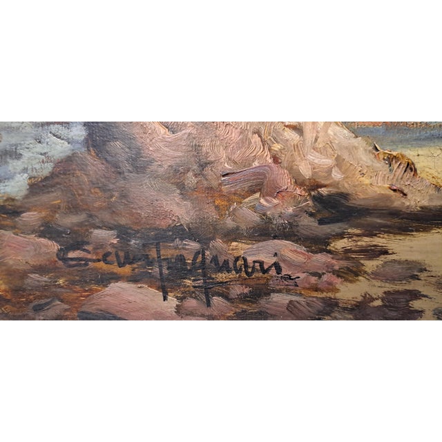 Licinio Campagnari, Marina at Sunset, Oil on Canvas, 1920s-1940s, Framed For Sale - Image 6 of 11