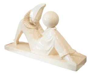 Art Deco White Ceramic Harlequin by Marcel Bouraine, 1925