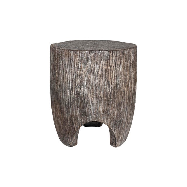 Carved Lychee Wood Stool Side Table For Sale - Image 4 of 6