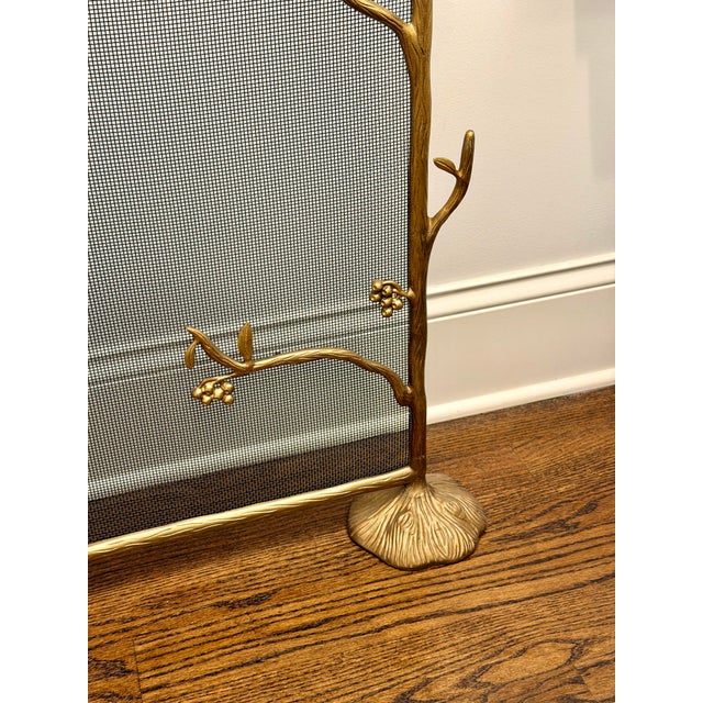 2020s Sculptural Brass Bird Fireplace Screen – Decorative Branch Motif Fire Guard For Sale - Image 5 of 7