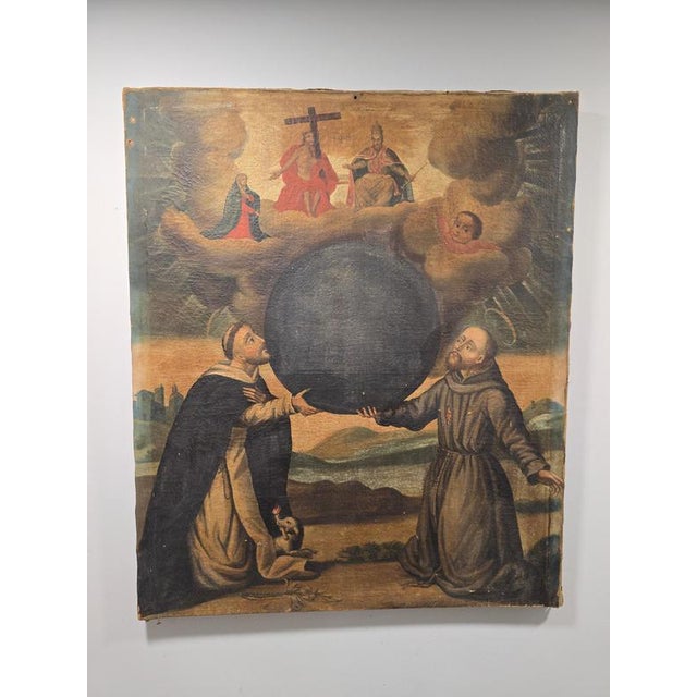 Important 18th-century Mexican Colonial oil painting executed on canvas, belonging to the rich tradition of the...