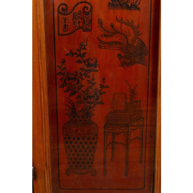 Chinese Chinese Early 20th Century Cabinet with Ink-Decorated Panels under Glass For Sale - Image 3 of 13
