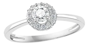Diamond 0.6 Carat Traditional Ring/Band 14 Karat White Gold, Halo Ring