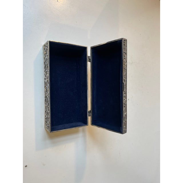 1980s Vintage Jewelry Box in White Metal, 1980s For Sale - Image 5 of 9