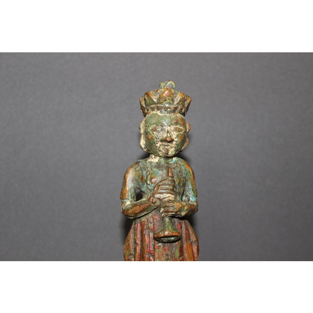Polychrome Wood Sculptures, North India, 19th Century, Set of 2 For Sale - Image 3 of 13
