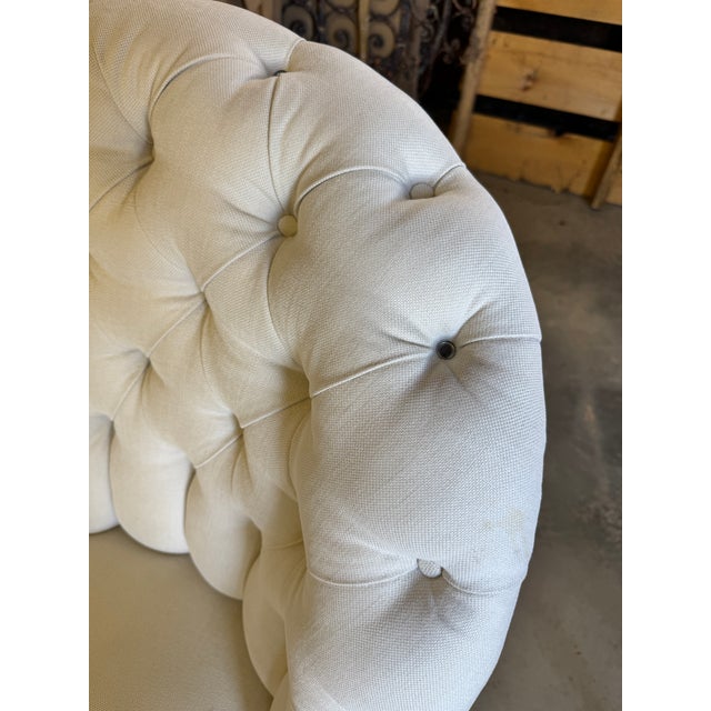 Textile Title: Antique 19th Century French Napoleon III Chairs in White Brushed Cotton - A Pair For Sale - Image 7 of 7