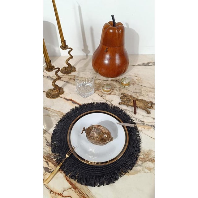 Refined, highly decorative small tabletop pill boxes. Dating to the mid-20th century Modern period, they are crafted from...