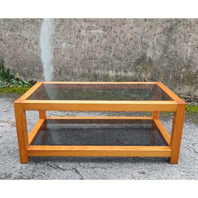 Side Table in Wood and Tinted Glass, 1980s For Sale - Image 9 of 9