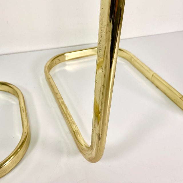 1980s Postmodern Contemporary Brass & Glass Cantilever Drink Tables - A Pair For Sale - Image 12 of 14