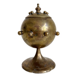Vintage Studded Brass Orb Box For Sale