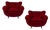 Set of Mid-Century Red Velvet Lounge Chairs, 1940s For Sale