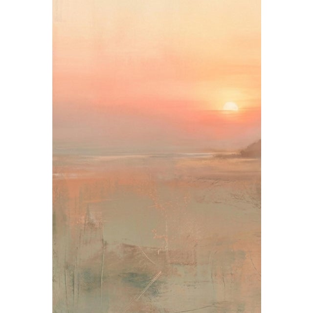Paper Sunset Coastal Seascape Wall Art, Abstract Beach Landscape Print, Pastel Ocean Sunset Art, 24″ × 36″ For Sale - Image 7 of 9