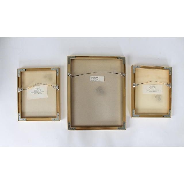 1980's Framed Etched Copper Foliage Art Wall Hangings S/3 For Sale - Image 10 of 11