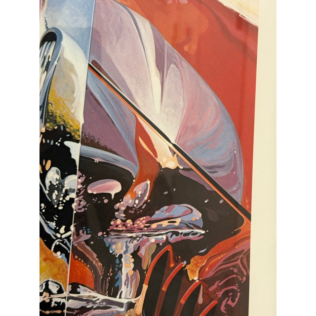Blue Circa 1988 Signed Tom Hale Classic Car Series Print, Framed For Sale - Image 8 of 12