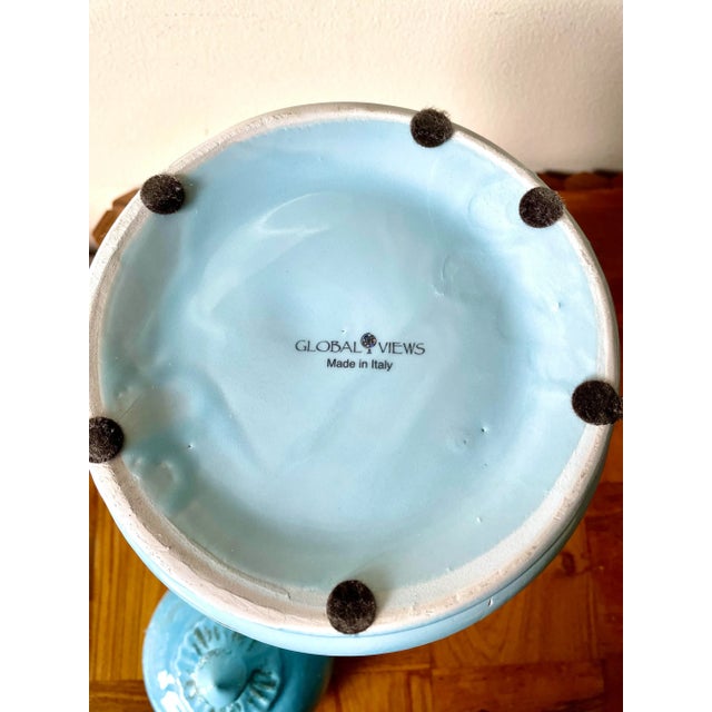 1980s Vintage, Italian Blue Distressed Urn With Lid For Sale - Image 5 of 6