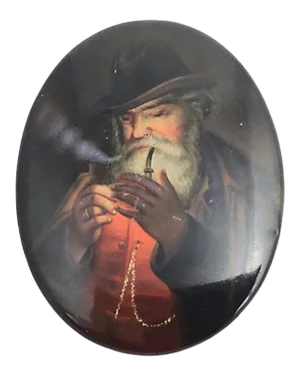 19th Century The Smoker Portrait on Porcelain by B. Geyer