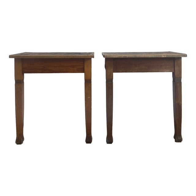 Rustic Pine Console Tables, France, Set of 2 For Sale