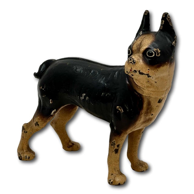 This really is a Great Looking Vintage American Cast Iron Figurative Boston Terrier Dog Doorstop. Circa 1930s. It was Made...