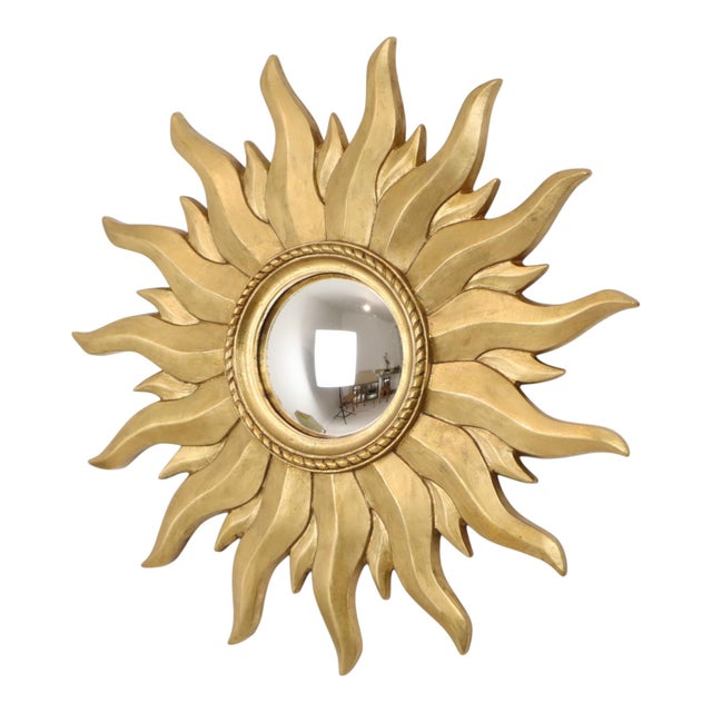 Vintage Convex Gilt Sunburst Witch Mirror, 1960s For Sale - Image 18 of 18
