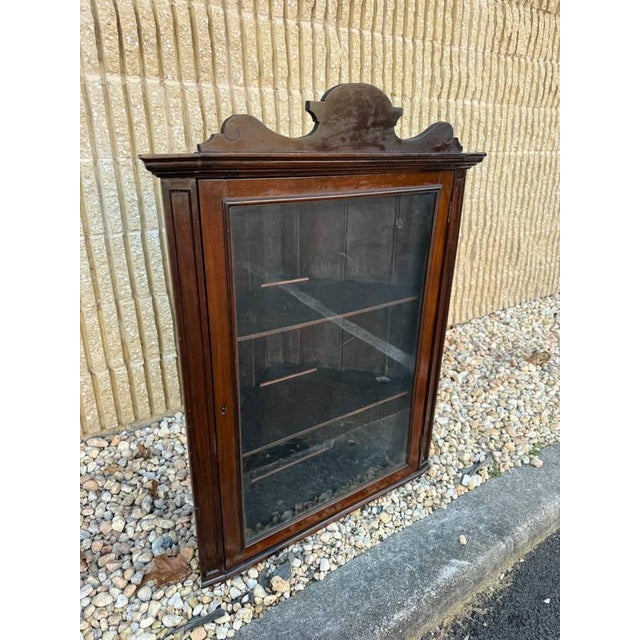 19th Century Antique Georgian Syle Single Door Hanging Corner Cabinet For Sale - Image 5 of 18