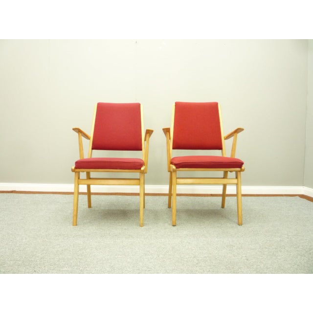 Set of Mid-Century Beech Armchairs, 1962 For Sale - Image 4 of 9
