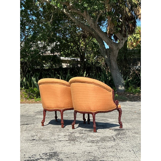 Vintage Regency Rope and Knot Lounge Chiars - A Pair For Sale - Image 10 of 12