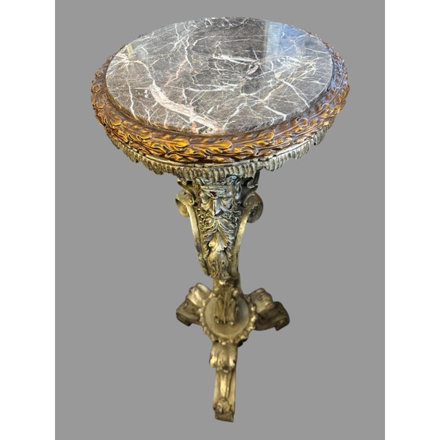 Antique Italian Baroque Style Figural Marble Top Pedestal Sculpture Stand For Sale - Image 9 of 12