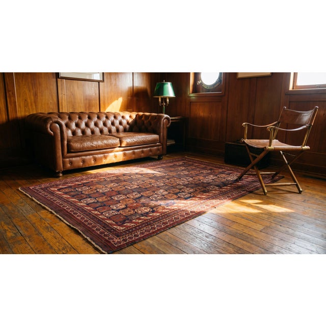 1890s Blue Navy Geometric Paisley Hand Knotted Antique Persian Afshar Rug 4'6" X 6'3" Wool Carpet For Sale - Image 9 of 9
