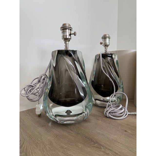 1960s Porta Romana Obsidian Swirl Lamps - Pair For Sale - Image 10 of 12