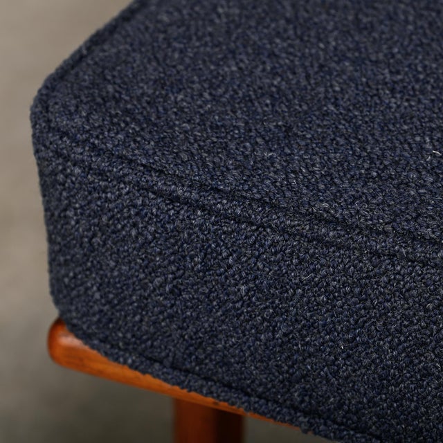 Scandinavian Modern Lounge Chairs in Teak and Dark Blue Bouclé Fabric, 1960s, Set of 2 For Sale - Image 11 of 18