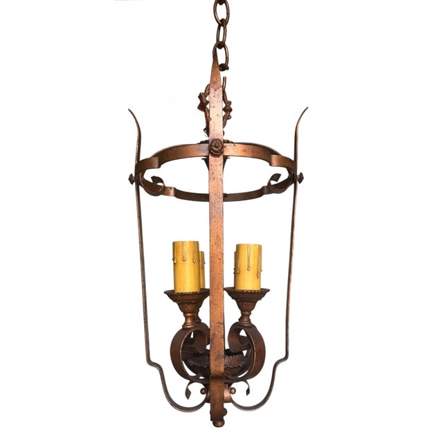 Early 20th Century Copper and Bronze Gilt Spanish Revival Lantern Chandelier For Sale - Image 11 of 12