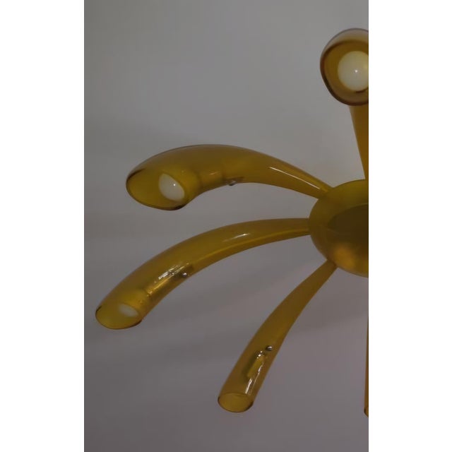 Mid-Century Modern Late 20th Century Amber Murano “Medusa” Glass Flush-Mount Ceiling Light - With 8 Organic Arms, Italy 1970s–1990s. For Sale - Image 3 of 5