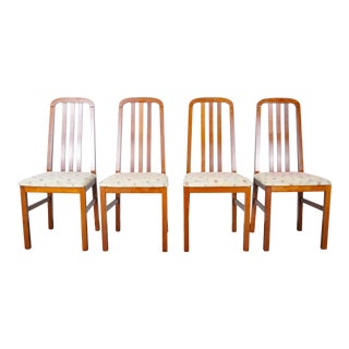 Vintage Set of 4 French Splat Back Oak Dining Chairs For Sale