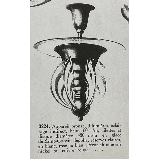 French Art Deco Pendant Lamp in Metal and Glass by Henri Petitot for Maison Petitot, 1930s For Sale - Image 14 of 15
