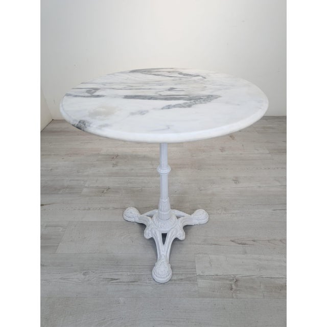 Marble Table on Whitewashed Cast Iron Leg For Sale - Image 9 of 12