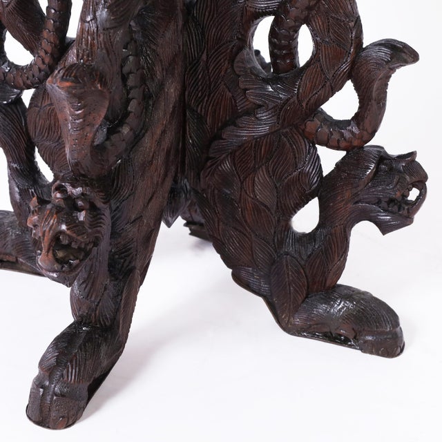 Coffee Antique Anglo Indian Carved Table or Stand With Dragons For Sale - Image 8 of 9