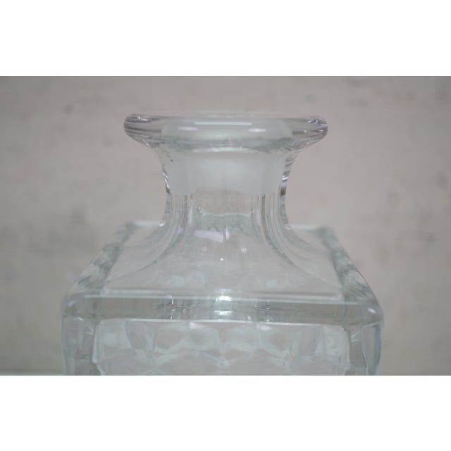 Mid 20th Century Vintage Fostoria Glass Geometric Square Liquor Bar Bottle Decanter For Sale - Image 5 of 15